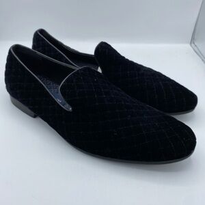 Giorgio Brutini Signature Chatwal Black Quilted Velvet Loafers Slippers size 9.5
